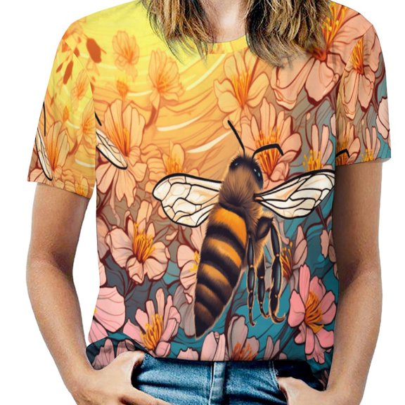 Bees Collect Honey Women's Short Sleeve Tops Casual Blouses T Shirt