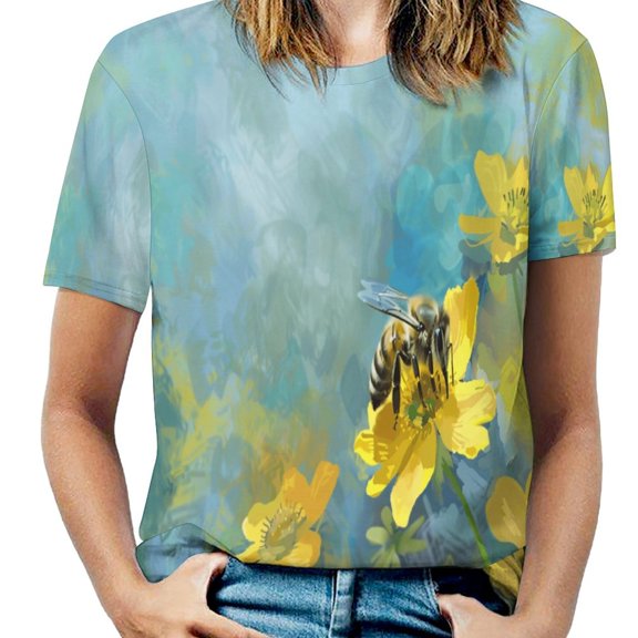 Bees Collect Honey Women's Short Sleeve Tops Casual Blouses T Shirt