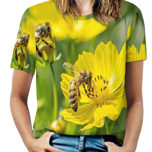 Bees Collect Honey Women's Short Sleeve Tops Casual Blouses T Shirt