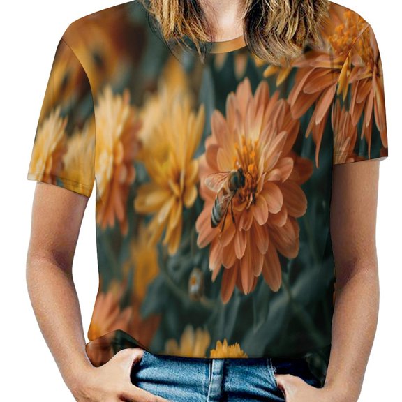 Bees Collect Honey Women's Short Sleeve Tops Casual Blouses T Shirt
