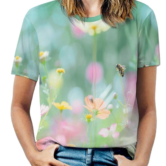 Bees Collect Honey Women's Short Sleeve Tops Casual Blouses T Shirt