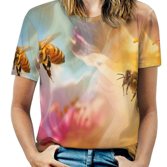 Bees Collect Honey Women's Short Sleeve Tops Casual Blouses T Shirt