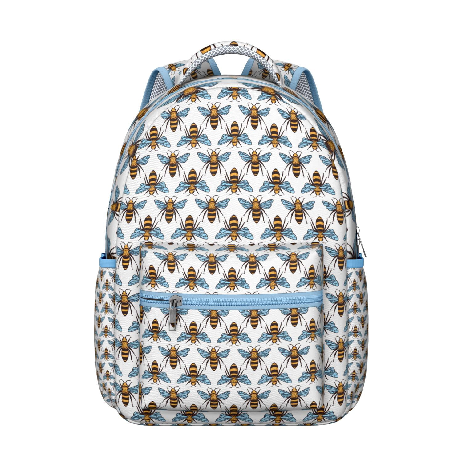 Bees & Daisies Backpack&nbsp;- Fashionable School Bookbag for Girls & Boys, Lightweight Laptop Bag with USB-Free Design, Spacious Interior, Bee Print Gift