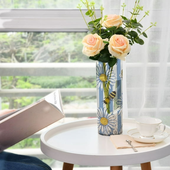 Bees Daisies Flowers Vases for Flowers Modern Decorative Vase Home Decor for Bedroom Kitchen Living Room Centerpieces