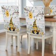 thumbnail image 1 of Bees Dwarfs Dining Chair Back Cover Only, Springs White Daisy Branch Wood Striped Set of 8 Chair Back Covers, Removable Washable for Dining Room, Banquet & Holiday Decoration, 1 of 9