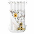 thumbnail image 1 of Bees Dwarfs No Hooks Shower Curtain with Snap-in Liner Yellow Sunflower Branch Spring Flower Plant Wood Striped Shower Curtains for Bathroom, Waterproof, Easy Install, Washable 36"x78", 1 of 9