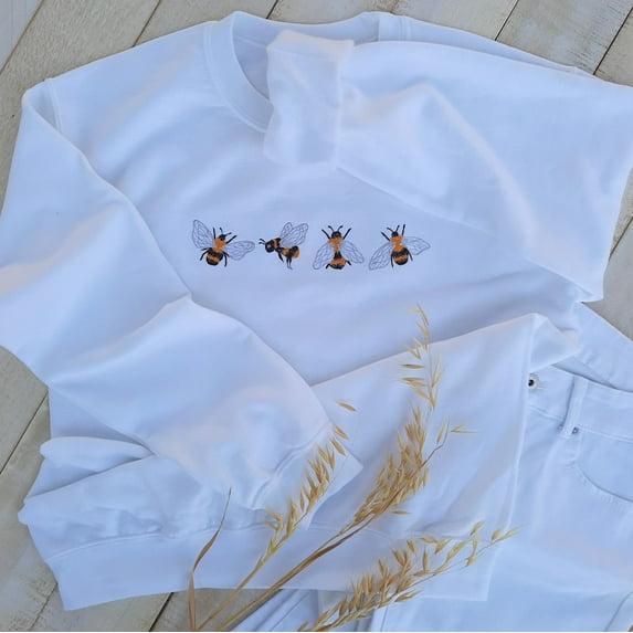 Bees Embroidered Sweatshirt Gift, Embroidered Bees Sweater, Bee Lover Sweatshirt, Themed Gifts Bee, Cute Bees Embroidered Sweatshirt Unisex!