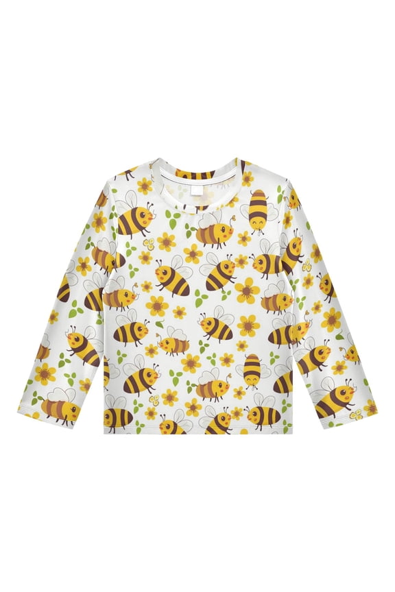 Bees Gather Nectar Boys' Rash Guard Shirts UPF 50 Plus Sun Protection Short Sleeve Swim Tees 7-8T