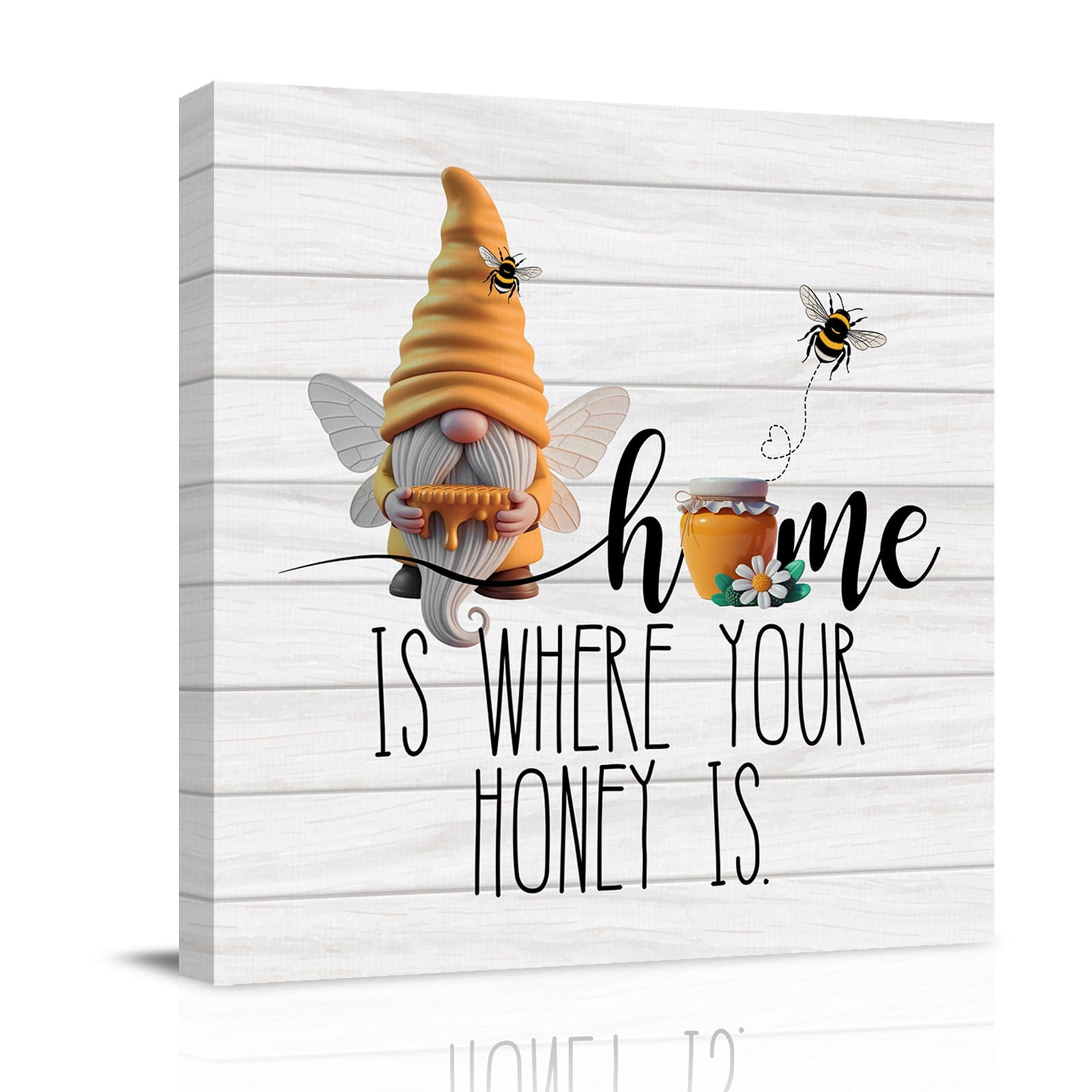 Bees Gnomes Canvas Wall Art for Living Room, Spring Summer Home Honey ...