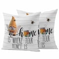 thumbnail image 1 of Bees Gnomes Outdoor Pillow Covers Pack of 2 Spring Summer Home Honey Daisy Grey Wood Grain Waterproof Throw Pillow Covers Decorative Cushion Cases for Patio Garden Tent Balcony Couch 18x18 inch, 1 of 9