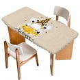 thumbnail image 1 of Bees Gnomes Table Cloths for 3 Foot Rectangle Tables, Spring Floral Daisy Farmhouse Rustic Patio Waterproof Elastic Fitted Tablecloths, Washable Rectangular Table Cover for Camping, 1 of 8