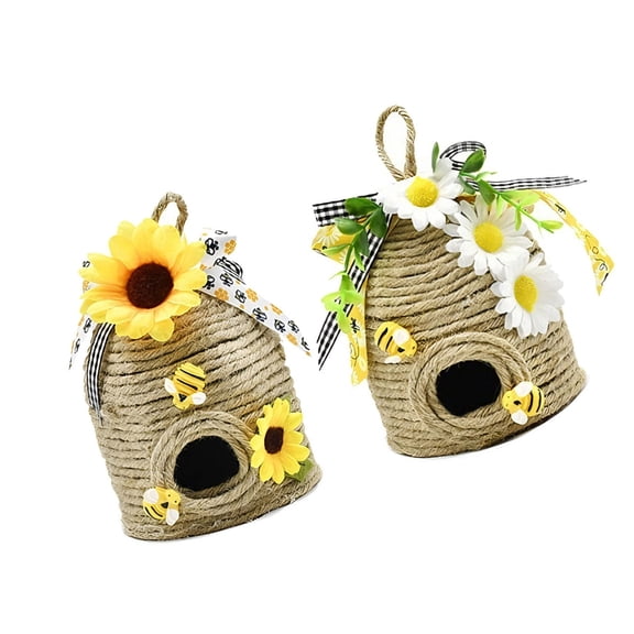 Bees Hives Decors,2Pack Natural Bees House,Ho Theme Party Decors Spring Summers Rustics Farmhouse Kitchen Table Decors