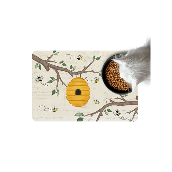 Bees Honeycomb Doormat Non Slip Diatomaceous Earth Door Mat Absorbent Quick Dry Soft Washable Entrance Rug for Bathroom Laundry Room 18"x30"