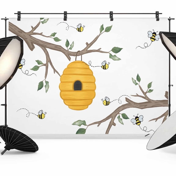 Bees Honeycomb Photography Backdrop 7x5FT, Branch Spring Floral Plant Farmhouses Photo Backdrops, Background for Photography Studio Photo Studio Background, Back Drop for Photoshoot