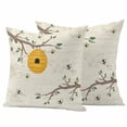 thumbnail image 1 of Bees Honeycomb Pillow Covers 2 Pack Branch Spring Flower Plant Vintage Letter Pillowcase Waterproof Outdoor Throw Pillow Cover for Patio Garden Square Cushion 16”x16”, 1 of 9