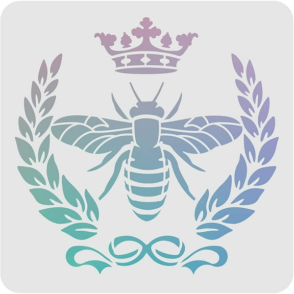 Bees Laurel-Wreath Stencil 11.8x11.8inch Plastic Gingko Leaves Drawing Painting Stencils Templates Sets for Painting Baking Crafts Walls Furniture