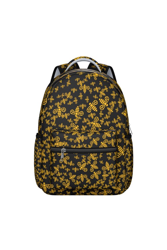 Bees & Leaves Backpack&nbsp;- Eco-Friendly School Bag, Recycled Material, Padded Tablet Slot, Breathable Mesh Back Panel for Airflow Comfort