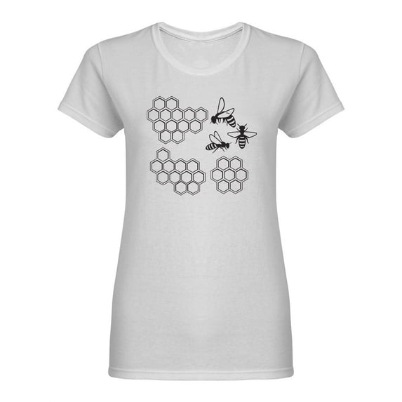 Bees On Honey Cells Shaped Tee Women's -Image by Shutterstock