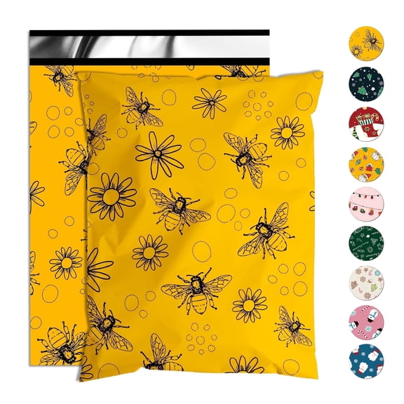 Zoyuepack Bees Poly Mailer 10x13 Inch 100 Pcs, Waterproof & Tear-Resistant Shipping Bags for Clothing, Strong Self-Seal Mailing Bags
