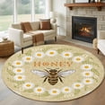 thumbnail image 1 of Bees Round Rug 6ft Washable Circle Kitchen Rugs Non Slip Daisy Flowers Spring Summer Honey Floral Leaf Plant Large Area Rug Indoor Floor Carpet for Bedroom Living Room Home Office Dining Room Nursery, 1 of 8