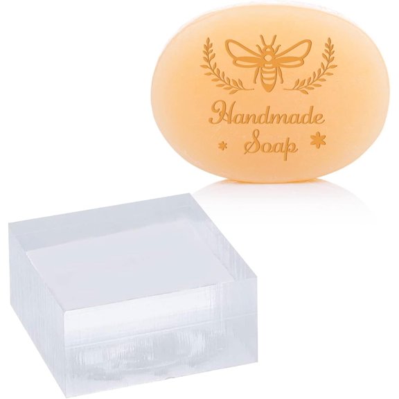 Bees Soap Stamps Clear Acrylic Stamp Embossing DIY Animal Chapter Imprint Molds Supplies Handmade Gift Soap Square Stamp for Art Craft Cookie Clay Pottery Biscuits Gummier Making