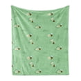 thumbnail image 1 of Bees Soft Flannel Fleece Blanket, Rhythmic Flying Insects Flowers and Leaves in Pastel Colors Doodle Print, Cozy Plush for Indoor and Outdoor Use, 50" x 70", Pale Green Earth Yellow, by Ambesonne, 1 of 5
