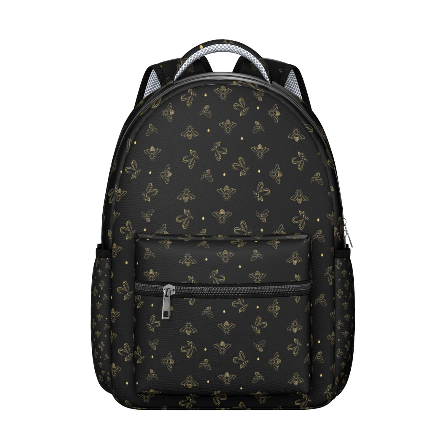 Bees & Stripes Backpack&nbsp;- Classic School Bag for College Students, Water-Resistant Fabric, Padded Shoulder Straps, Stylish Bee Design Gift