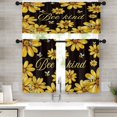 thumbnail image 1 of Bees Sunflower Kitchen Window Curtains Valance and Tier Set 36 Inch, Summer Yellow Flower 3 Piece Set Short Curtains for Window Black Window Treatment Tiers for Living Room Bedroom, 1 of 6