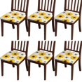 thumbnail image 1 of Bees and Sunflowers Seat Covers for Dining Room Chairs Set Of 6,Stretch Printed Washable Chair Seat Cover with Elastic Ties and Button,Removable Waterproof Couch Cushion Covers, 1 of 6