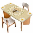 thumbnail image 1 of Bees Table Cloths for 4 Foot Rectangle Tables, Daisy Flowers Spring Summer Honey Floral Leaf Plant Patio Waterproof Elastic Fitted Tablecloths, Washable Rectangular Table Cover for Camping, 1 of 8