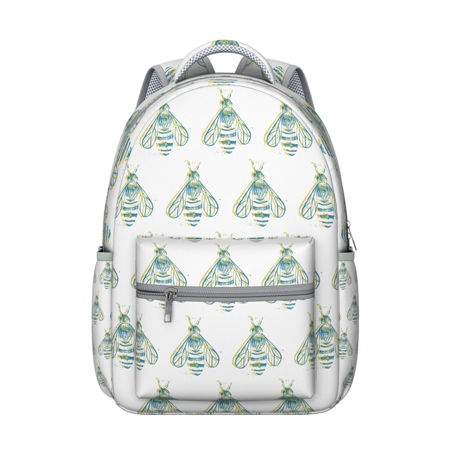 Bees Themed Laptop Backpack&nbsp;- School Essentials Bag with Side Elastic Pouch, Ergonomic Design to Reduce Back Pain, Water-Resistant Coating for Protection