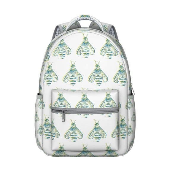Bees Themed Laptop Backpack - School Essentials Bag with Side Elastic Pouch, Ergonomic Design to Reduce Back Pain, Water-Resistant Coating for Protection
