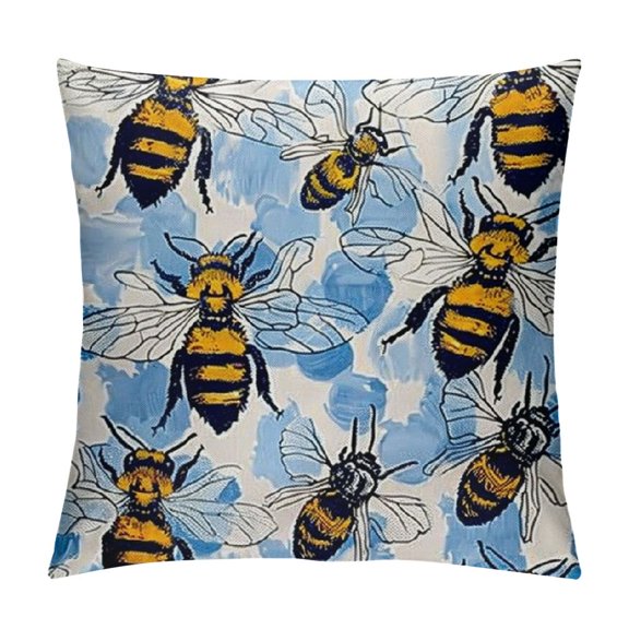 Bees Throw Pillow Cover Honey Bee Decorative Pillow Case Home Decor Square In Pillowcase