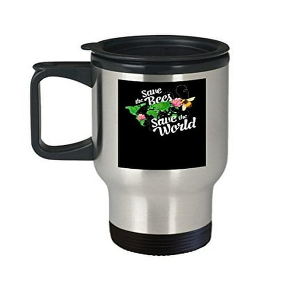 Bees Travel Mug - Save the World - Insect Gift Ideas - 14 oz Stainless Steel Coffee Cup