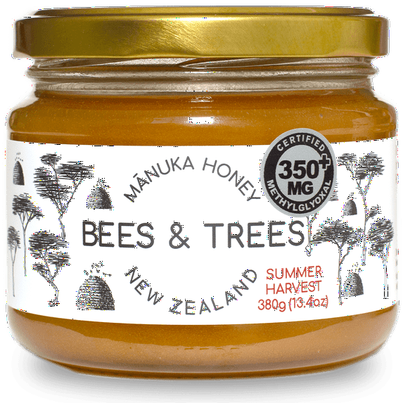 Bees & Trees Manuka Honey 350+MGO (380g/13.4oz) Glass Jar