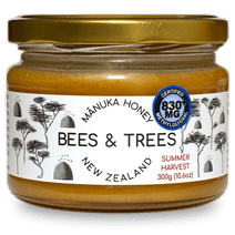 Bees & Trees Manuka Honey 830+MGO, 100% Raw Natural New Zealand Honey
