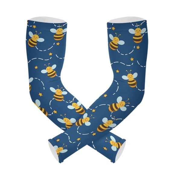 Bees White Dashed Stars Pattern UV Protection Cooling Arm Sleeves ...