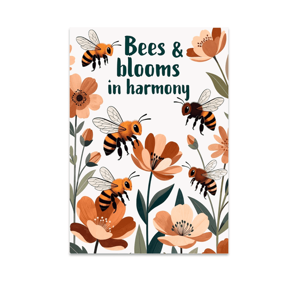 Bees and Blooms in Harmony Poster Print - Nature Lover - 13x19 Glossy Poster