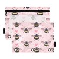 thumbnail image 1 of Bees and Heart 2 Pack Pencil Pouch for 3 Ring Binder Smooth Zipper Folders with Pockets Clear Window Pencil Case, 1 of 6