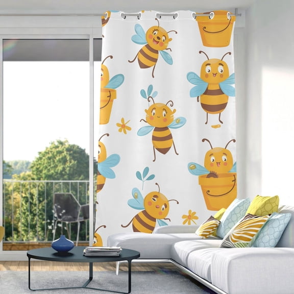 Bees with Leaves Blackout Curtain Panels Drapes Privacy Assured with Light Filtering Curtains for Living room Bedroom Bathroom Window