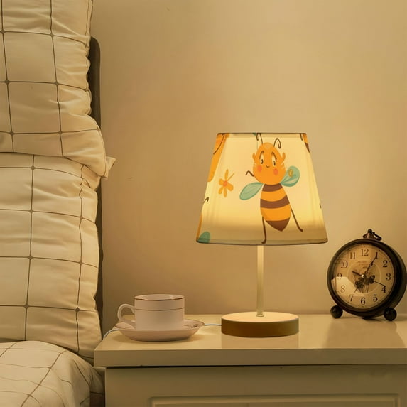 Bees with Leaves LED Desk Lamp Table Lamp USB Bedside Nightstand Small Lamp for Bedroom Living Room Kids Room