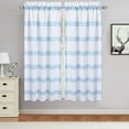 thumbnail image 1 of BeesClover Cafe Curtains 45 Inches Length Farmhouse Waffle Weave Textured Half Window Curtains for Bathroom Rod Pocket Yarn Dyed Striped Pattern Tier Curtains for Living Room, Blue, Set of 2, 1 of 7