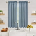 thumbnail image 1 of BeesClover Kitchen Curtain Tiers Half Window Linen Textured Cafe Curtains 45 Inch Length Rod Pocket Short Tier Curtains for Small Window Treatment Grayish Blue 2 Panels, 1 of 7