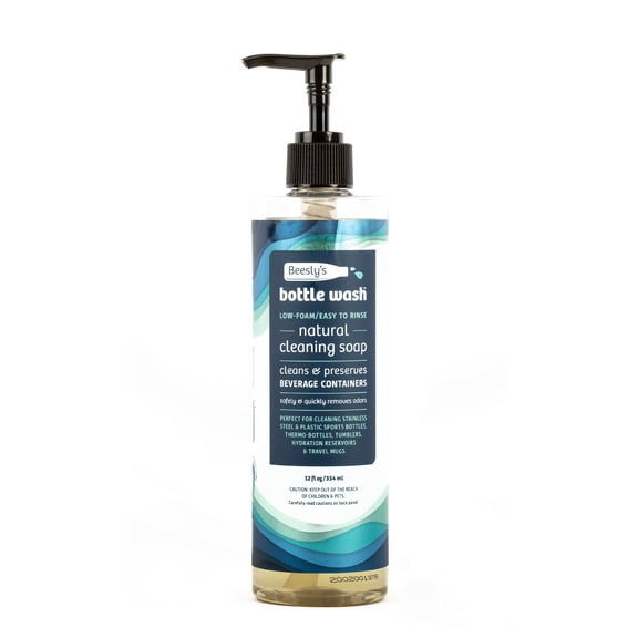 Beeslys Bottle Wash Natural Daily Sports Bottle & Container Cleaning Soap, Biodegradable & No Chlorine Safely & Quickly Cleans & Removes Odors from Reusable Bottles-Cleans Over 200 CONTAINERS! 12oz