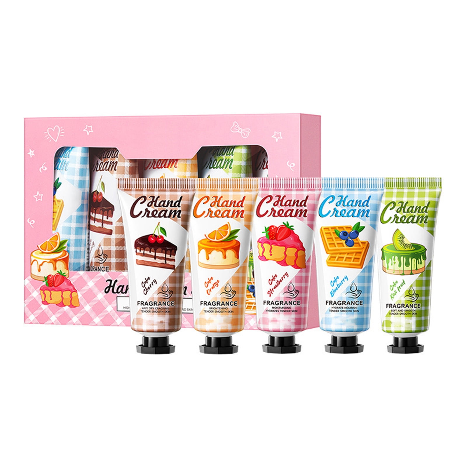 Beessbest 5 Pack Fruits Plant Fragrance Hand Cream, Scented Hand Lotion for Dry Cracked Hands, Moisturizing Hand Care Cream Travel Size Gift Set, Lotion Mini Hand Lotion Bulk Gifts for Women & Men