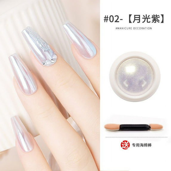 Beessbest Chrome Nail Powder Metallic Mirror Effect Aurora Magic White Pearl Chrome Nails Powder for Nail Art Gel Polish, Iridescent Mica Chrome Powder Iridescent Nails Powder