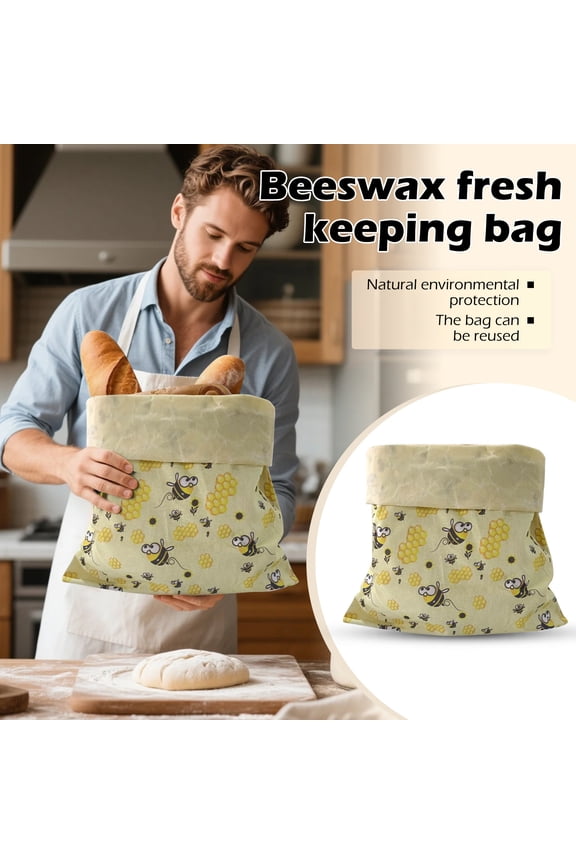 Beeswax Bread Bag - 2 Bakery Lane Reusable Beeswax-Lined Bread Storage Bags - Breathable & Sustainable Homemade Bread Saver - Eco-Friendly Alternative to Plastic Bags