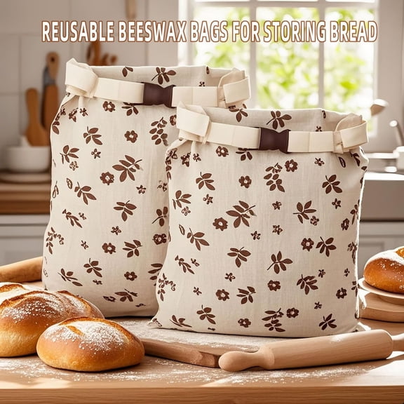 Beeswax Bread Bag, Double Layer Beeswax Bread Bag, Reusable Natural Beeswax Food Storage Wrap For Bread Pastries And Snacks, Food Grade Non-Toxic Washable Eco-Friendly Portable Kitchen Gadget