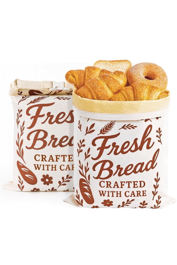 Beeswax Bread Bags for Sourdough & Homemade Bread, Reusable Bags for Homemade Bread Sourdough, 2 Packs Cotton Bread Storage Bags for Freezer & Refrigerator