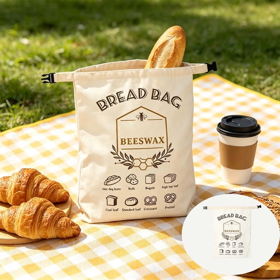 Beeswax Bread Storage Bag Reusable Linen Zip Closure Bread Keeper Fresh Storage Organizer For Sourdough Bakery Kitchen Freezer Food Preservation Bag For Home Daily Use And Baking Storage